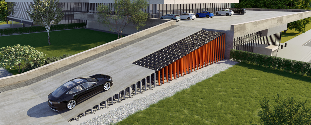 Dank seiner Fähigkeit, Zugangsrampen und Treppen mit einer Höhe von bis zu 3 m zu bauen, hat Neu Elevetor dazu beigetragen,  dass der Hauptplatz des Distrikts mit einer Fläche von 5,000 m2 mit unterschiedlichen Neigungen und einem szenografischen  Effekt 
