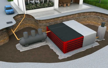 Drainpanel - Modulares, besonders strapazierfähiges System zur Errichtung von drainierenden Becken oder Sammelbecken mit großem Fassungsvermögen