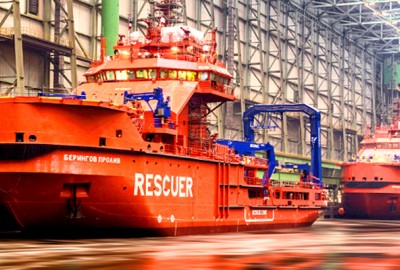 Decks-Belag Typ MARINE auf hochspezialisierte eisbrechende Bergungs- und Rettungsschiffe für das Einsatzgebiet rund um die Arktis