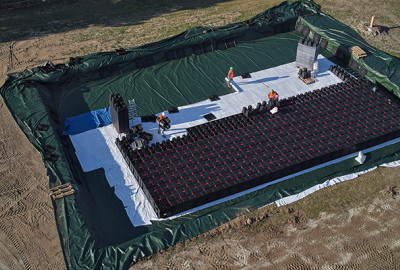 Neben der Verwendung zur Infiltration kann die Aquabox auch mit einer Abdichtungsmembran umhüllt werden, um ein Becken für das Sammeln und Wiederverwenden von Regenwasser zu errichten