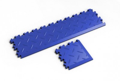 PVC Rampe und Ecke für die Industrie mit Oberfläche Diamant Riffelung in Blau