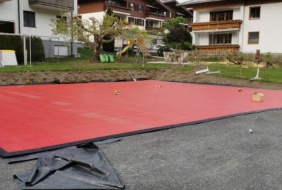 Installierter Sportboden EXPO-sport am Apartmenthaus Haus Piesendorf im Salzburger Land