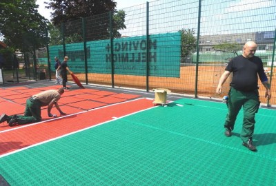 Installation U-8 Tennis Kleinspielfeld für TSV Wallenhorst aus Tennis-Boden-System von OSTACON Bodensysteme