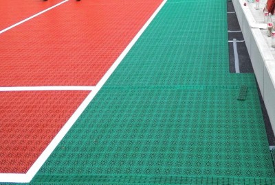 Installation U-8 Tennis Kleinspielfeld aus Tennis-Boden-System von OSTACON Bodensysteme